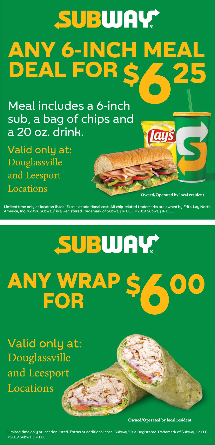 SUBWAY ANY WRAP FOR $6.00 | Online Printable Coupons: USA Local Free ...