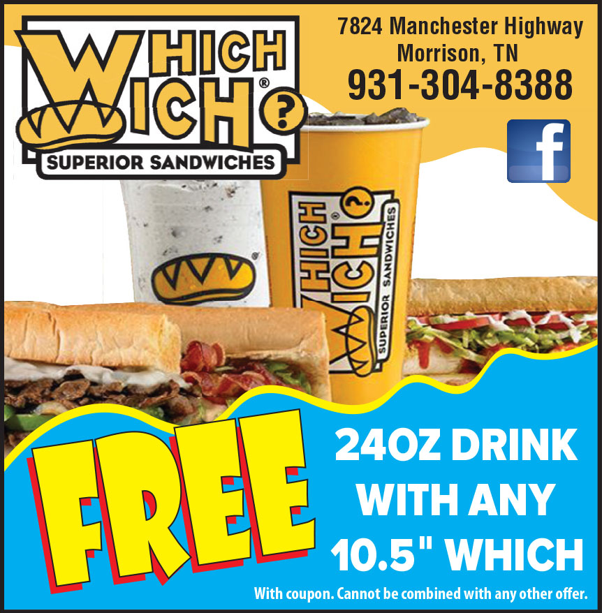 FREE 24OZ DRINK WITH ANY 10.5" WHICH Online Printable Coupons USA