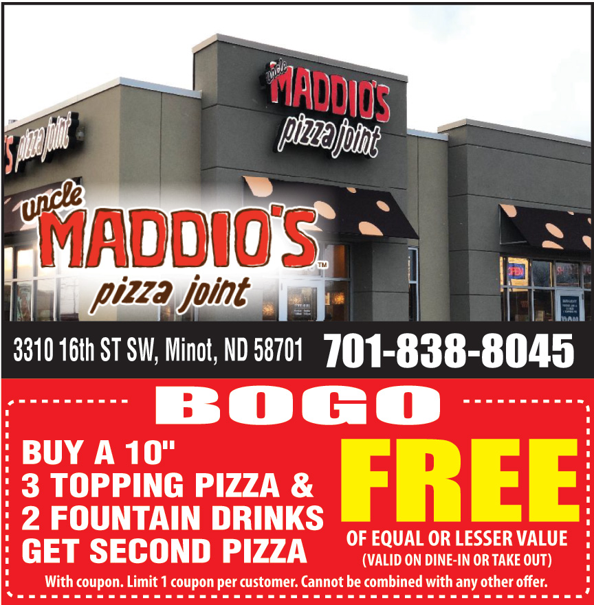 BUY A 10" 3 TOPPING PIZZA & 2 FOUNTAIN DRINKS GET SECOND PIZZA FREE OF