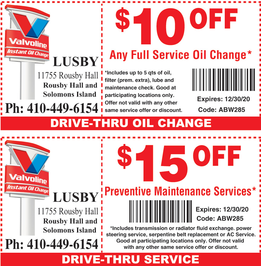 10 OFF ON ANY FULL SERVICE OIL CHANGE Online Printable Coupons USA