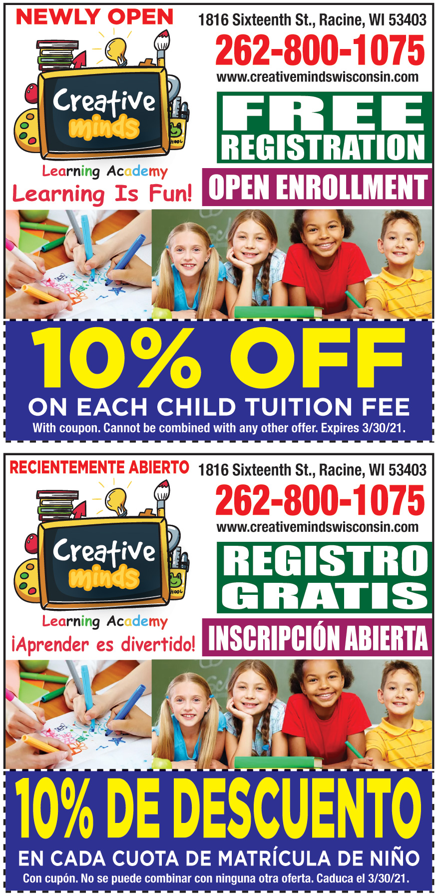 10% OFF ON EACH CHILD TUITION FEE | Online Printable Coupons: USA Local ...