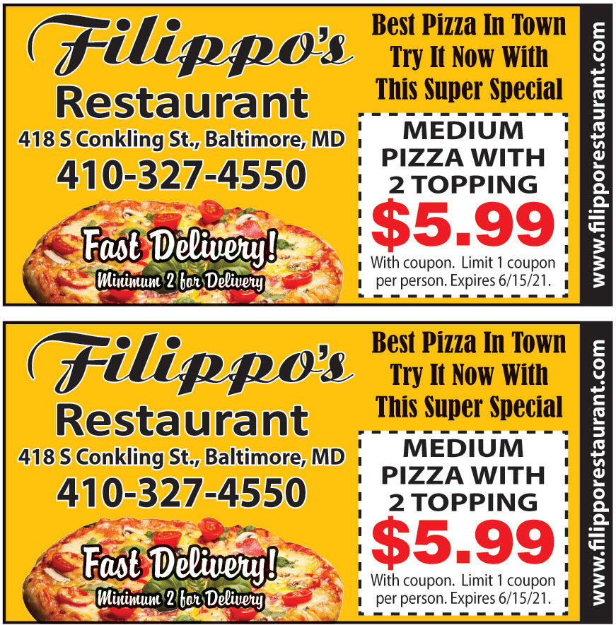 MEDIUM PIZZA WITH 2 TOPPING FOR $5.99 | Online Printable Coupons: USA Local Free Printable ...