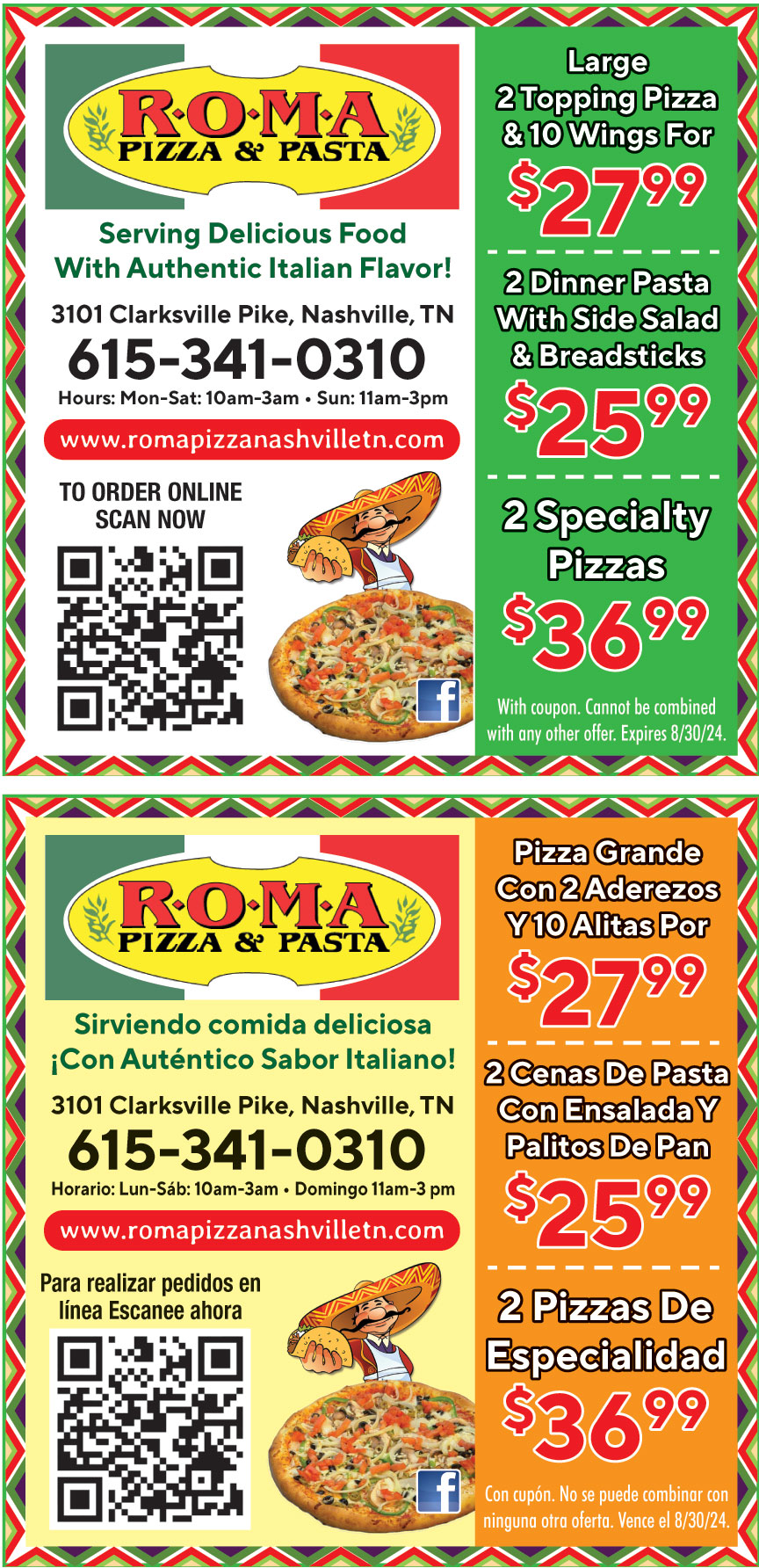 ROMA PIZZA AND PASTA