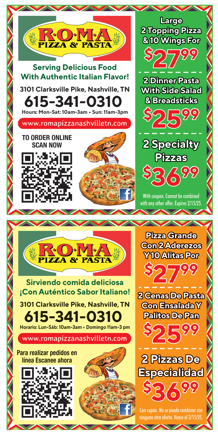 ROMA PIZZA AND PASTA