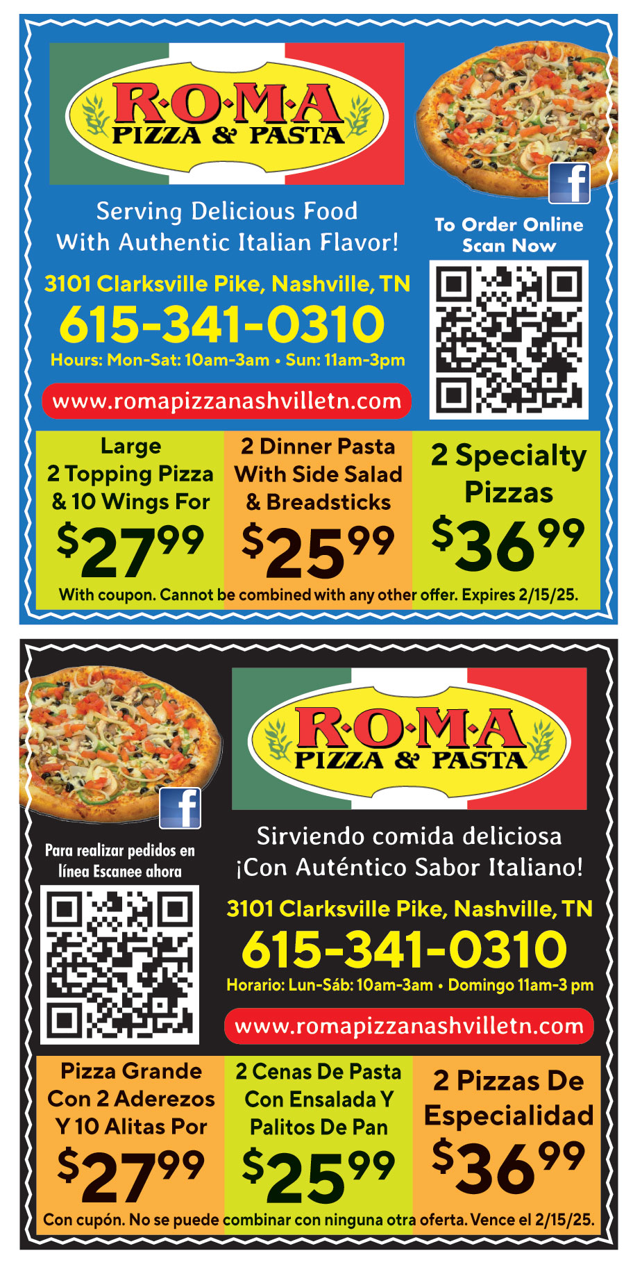 ROMA PIZZA AND PASTA