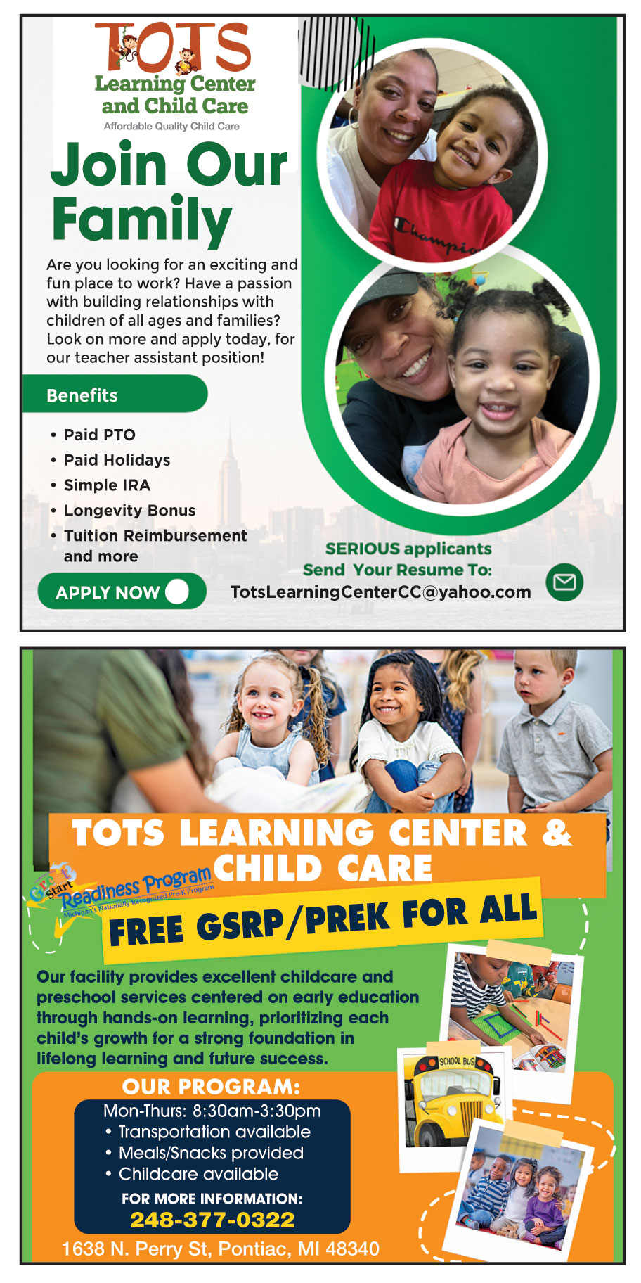 TOTS LEARNING CENTER AND