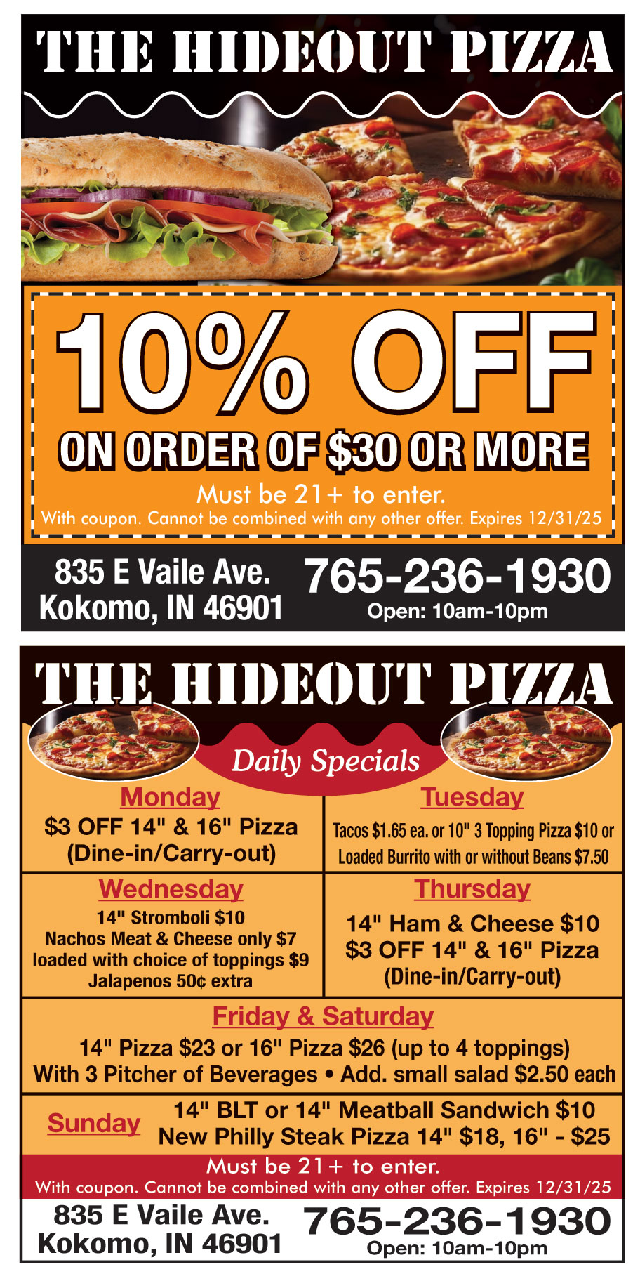 THE HIDE OUT PIZZA