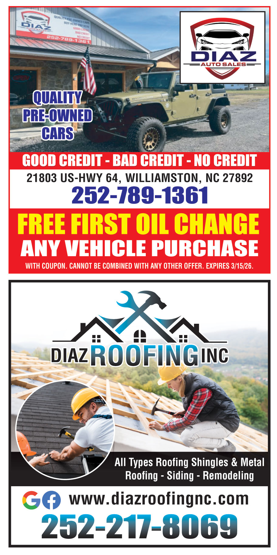 FREE FIRST OIL CHANGE ANY VEHICLE PURCHASE