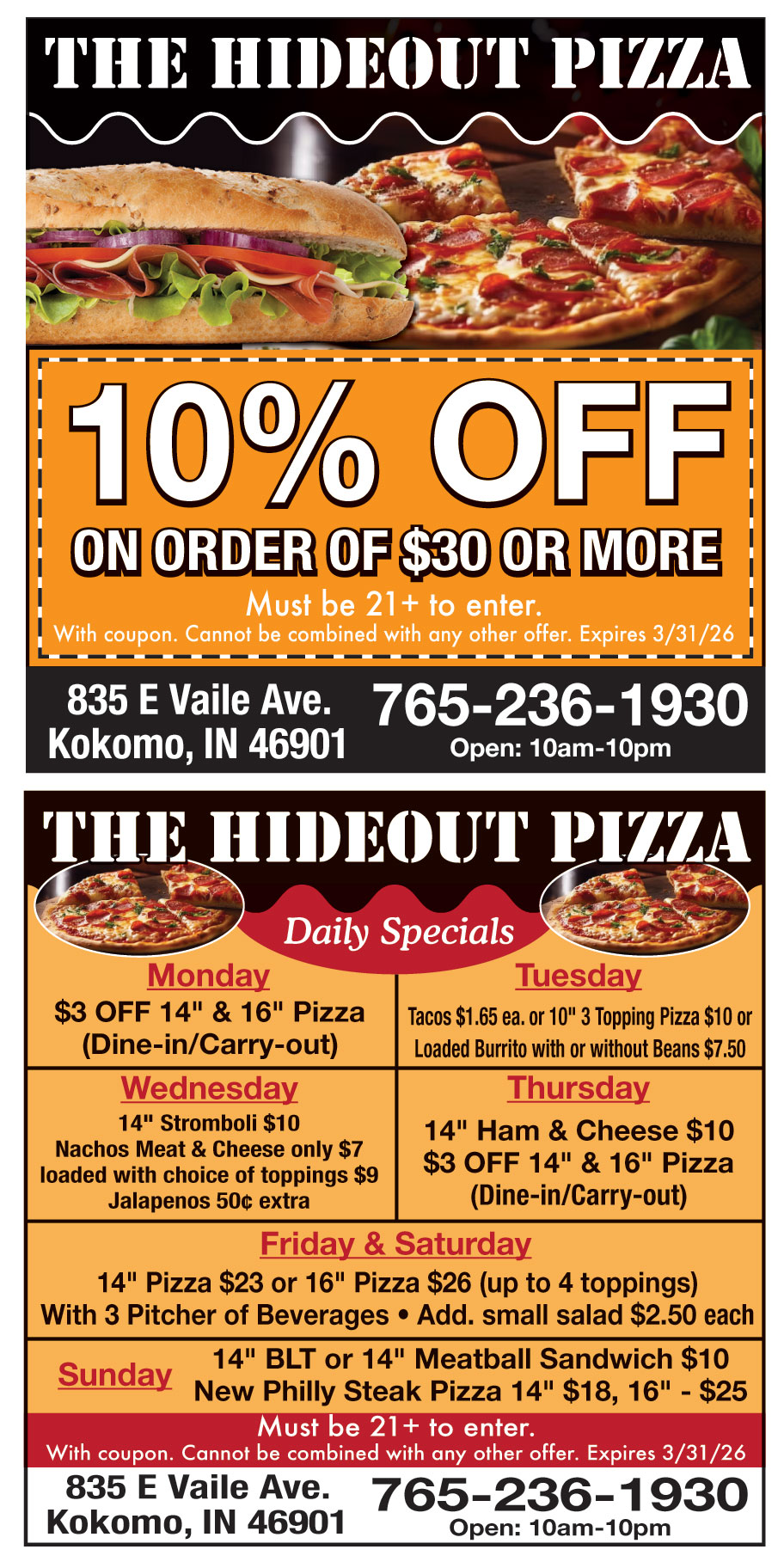 THE HIDE OUT PIZZA