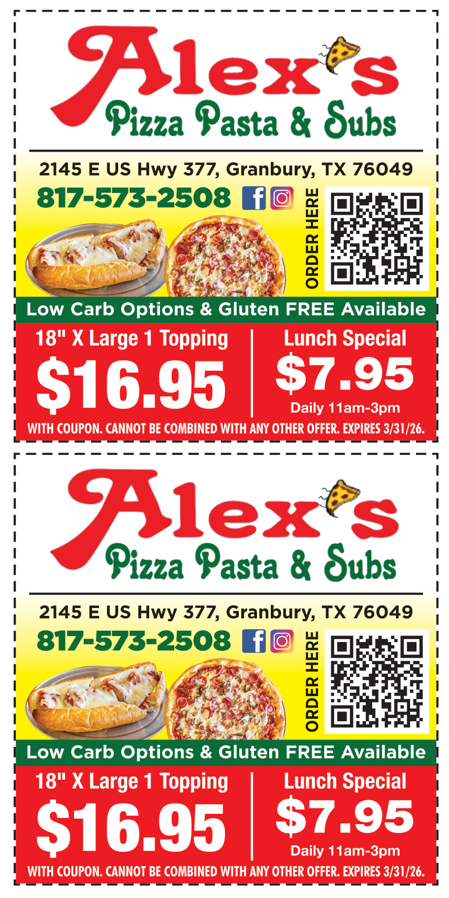 ALEXS PIZZA PASTA SUBS GR