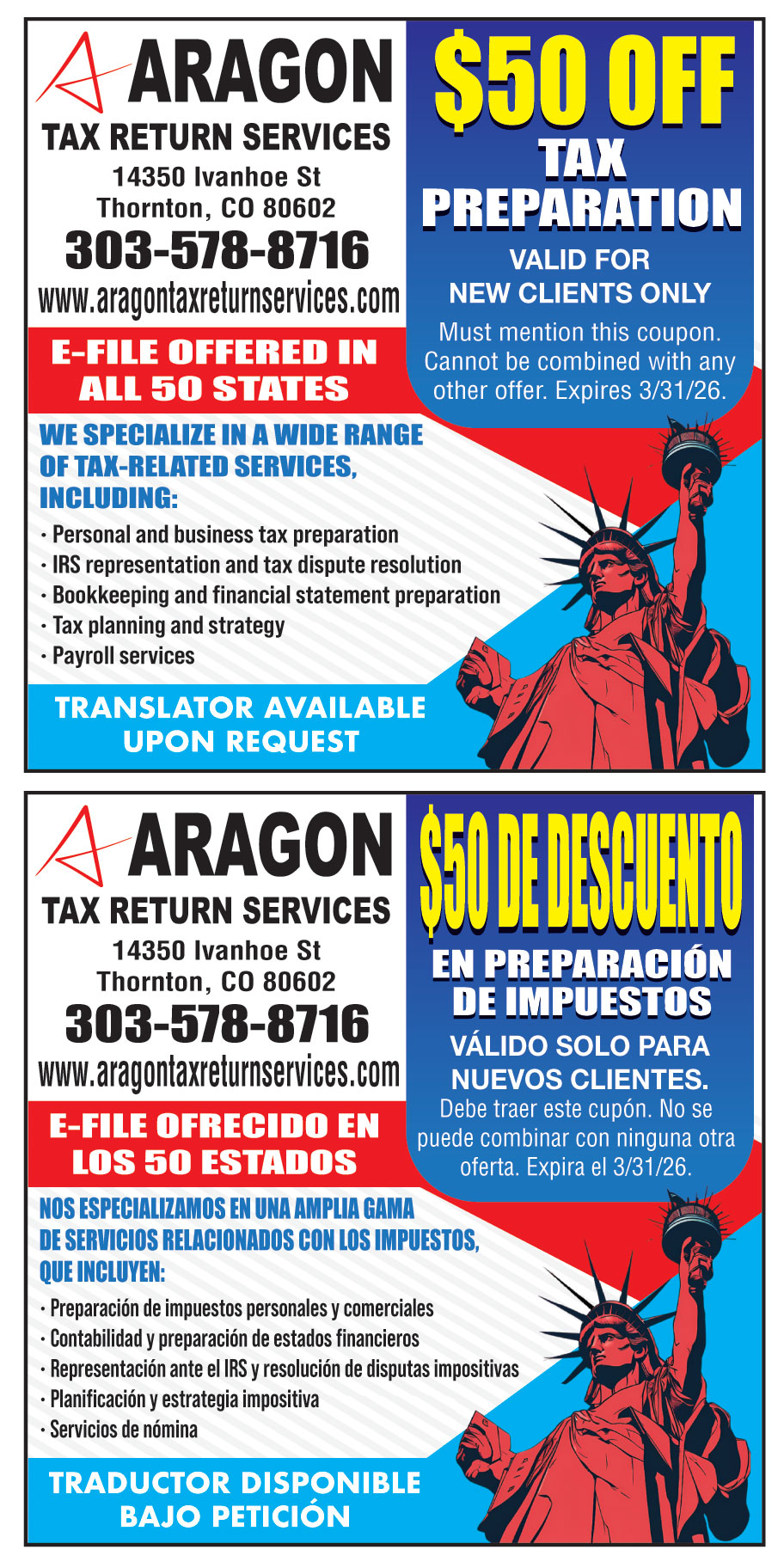 ARAGON TAX RETURN SERVICE