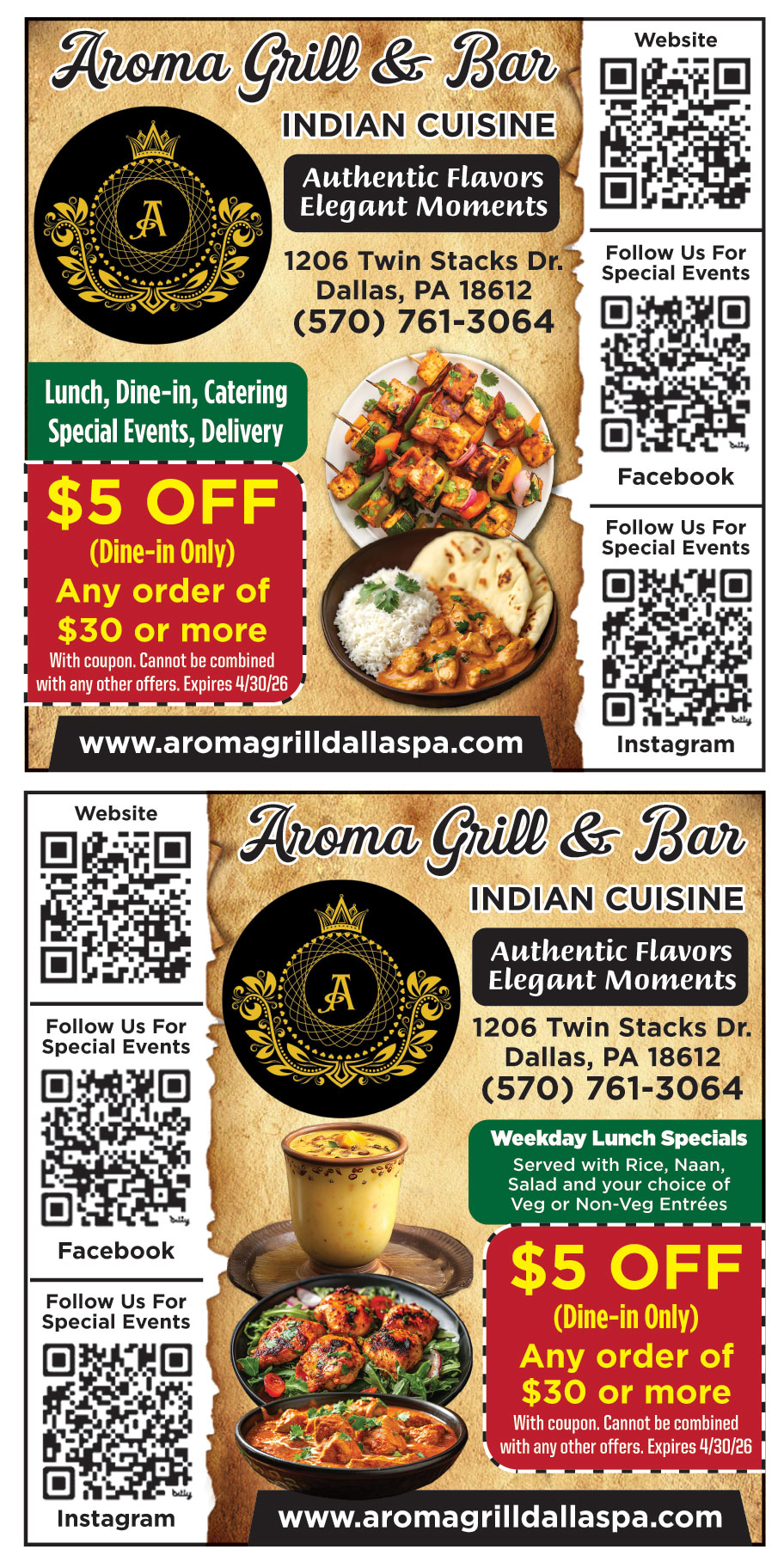 $5 OFF ON ANY ORDER OF $30 OR MORE