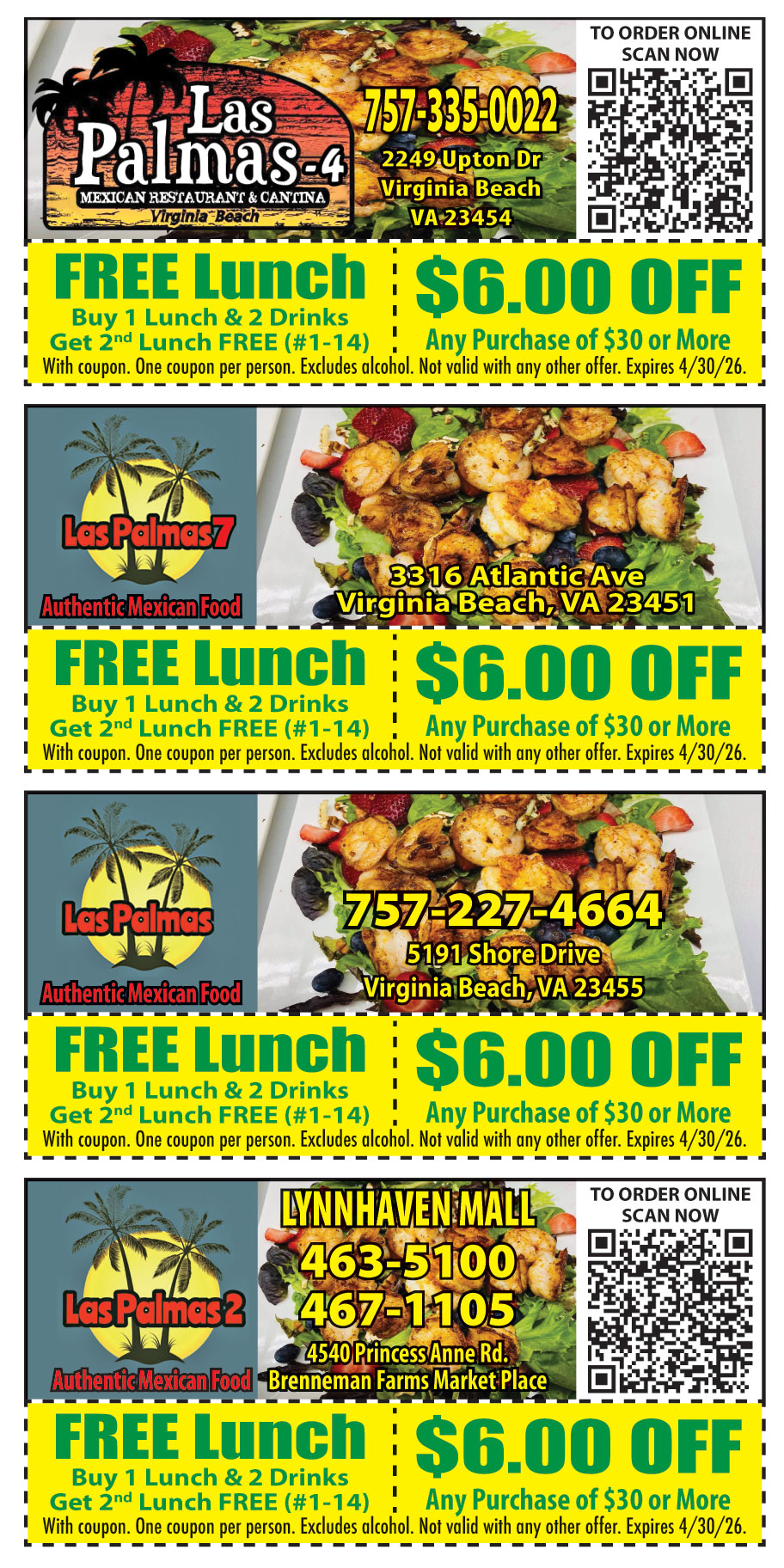 $6.00 OFF ON ANY PURCHASE OF $30 OR MORE