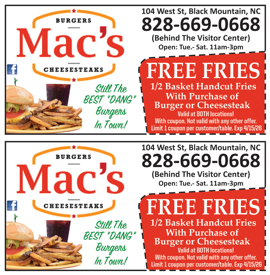 FREE FRIES 1/2 BASKET HANDCUT FRIES WITH PURCHASE OF BURGER OR CHEESESTEAK