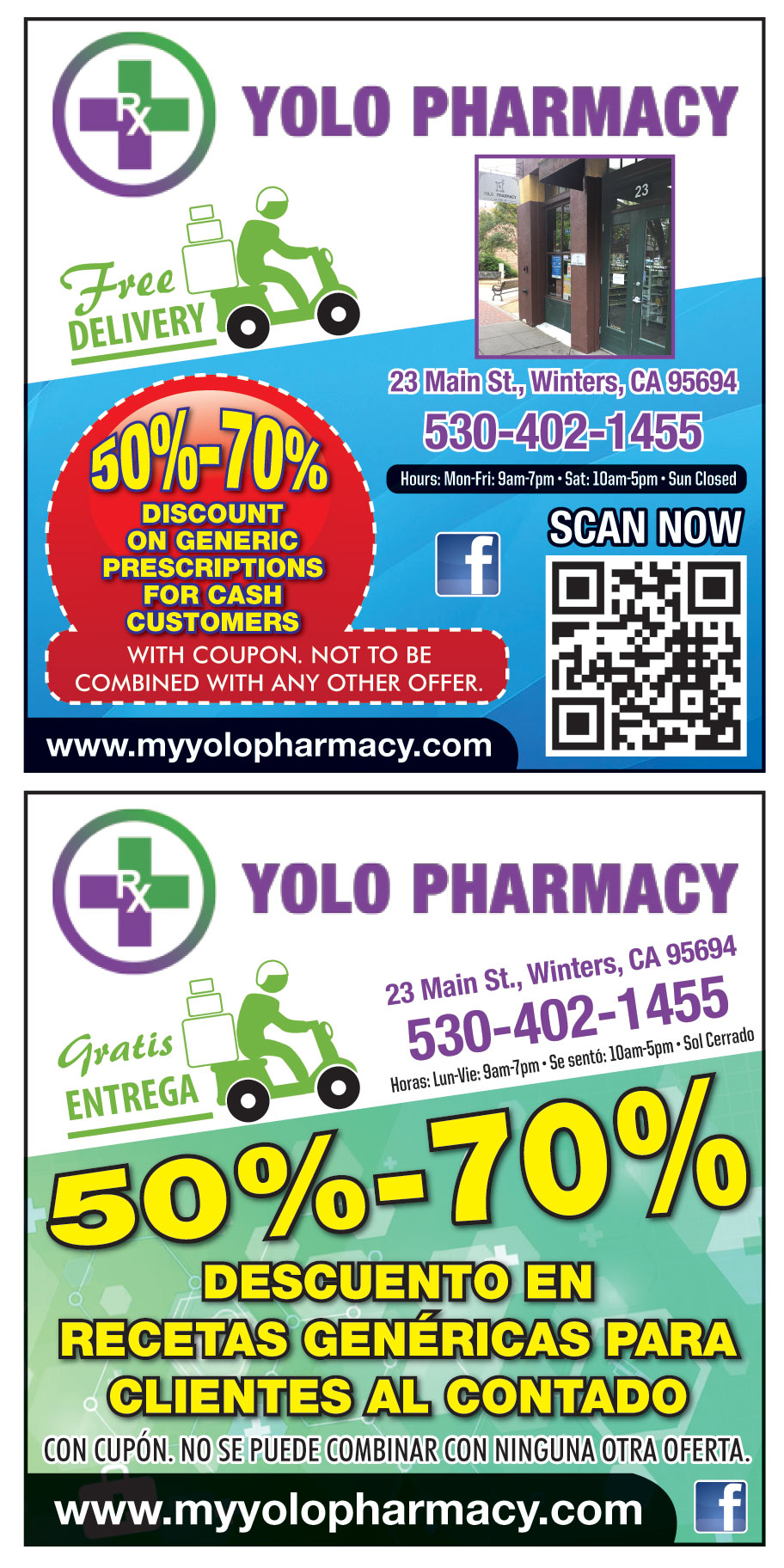50% - 70% DISCOUNT ON GENERIC PRESCRIPTIONS FOR CASH CUSTOMERS