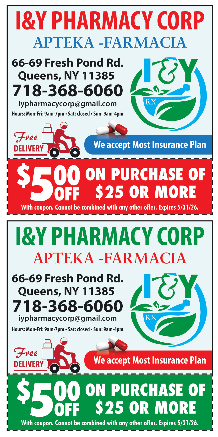 $5.00 OFF ON PURCHASE OF $25 OR MORE