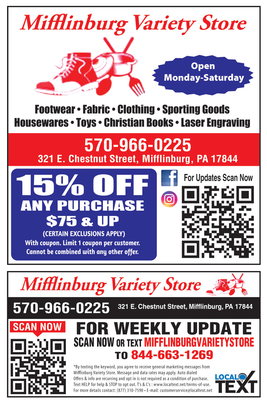 MIFFLINBURG VARIETY STORE