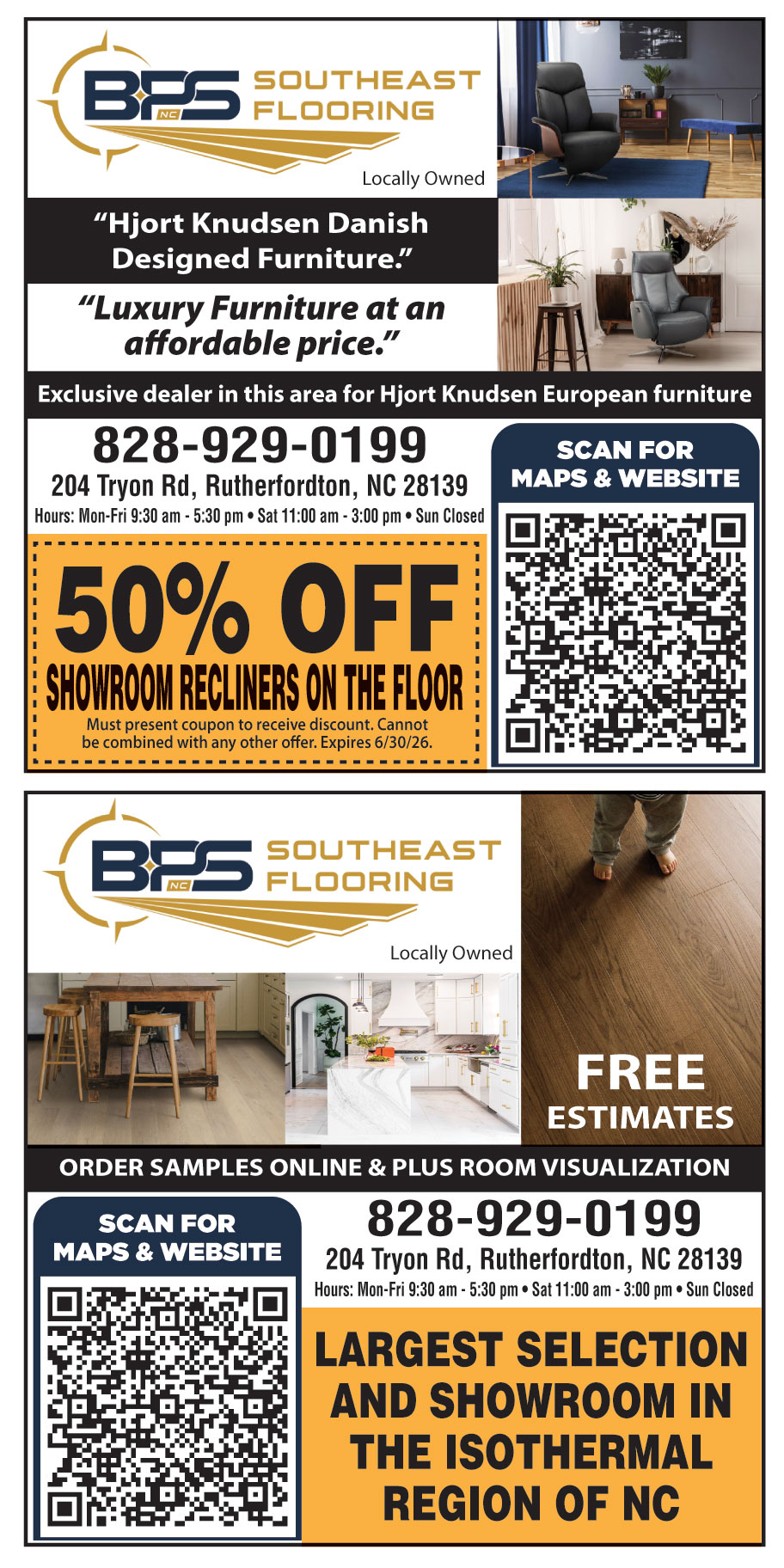 50% OFF SHOWROOM RECLINERS ON THE FLOOR