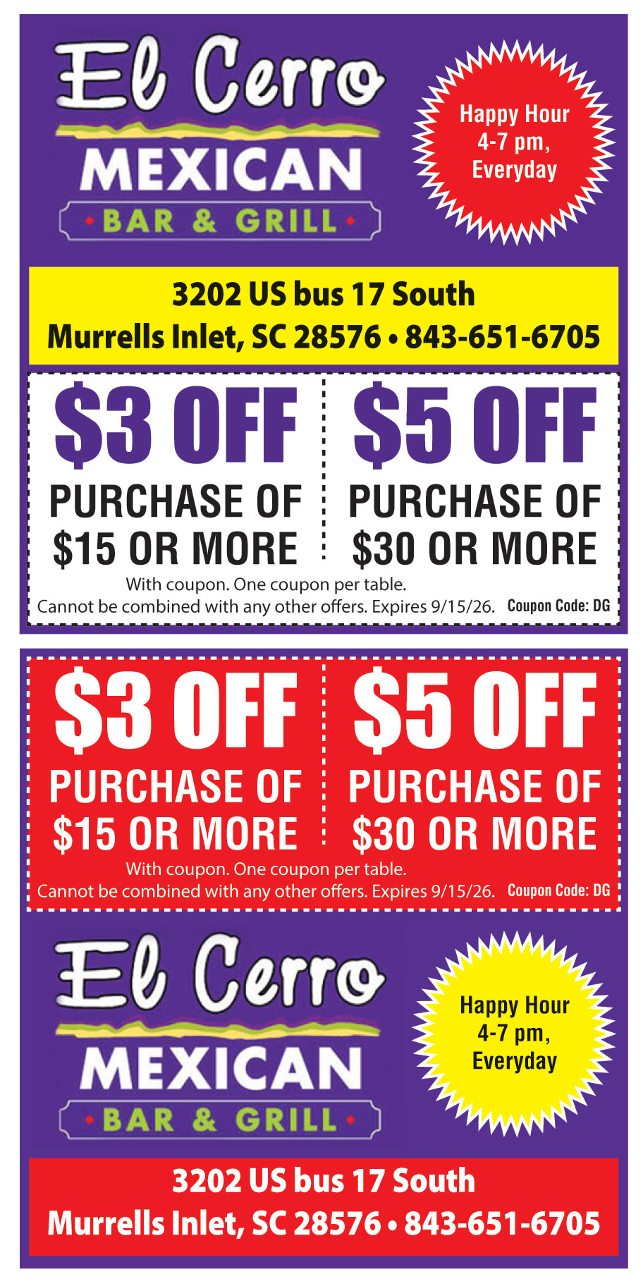 $5 OFF ON PURCHASE OF $30 OR MORE