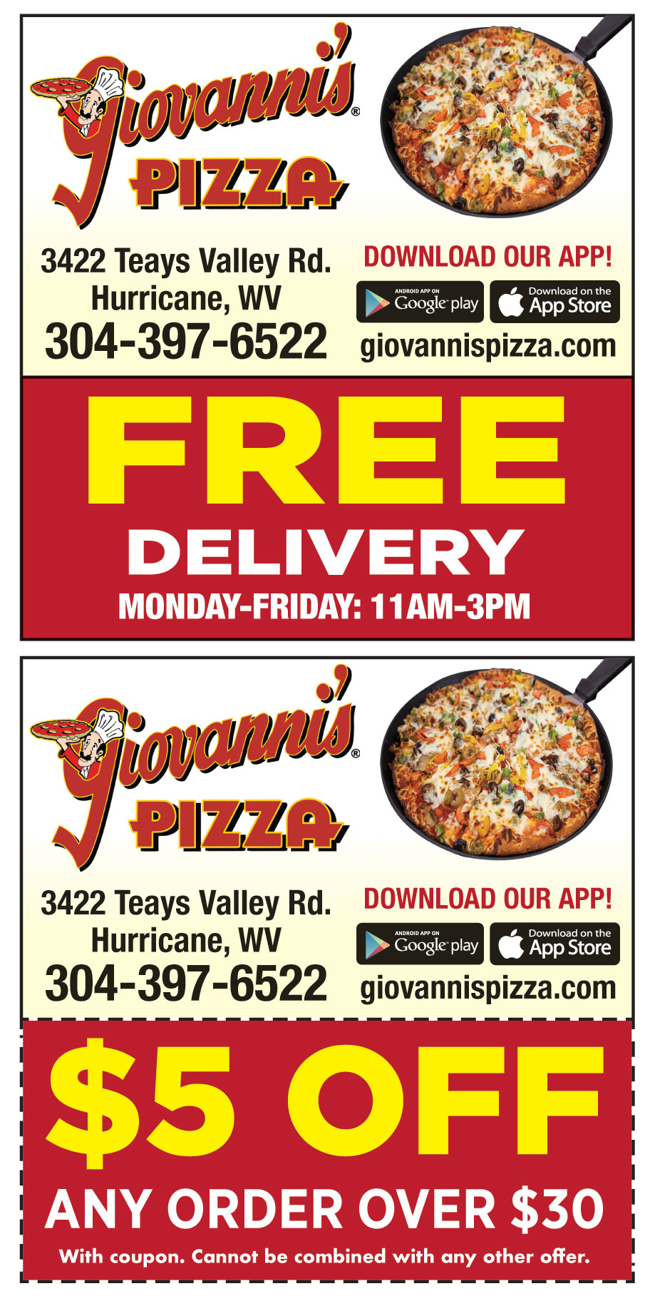 $5 OFF ON ANY ORDER OVER $30