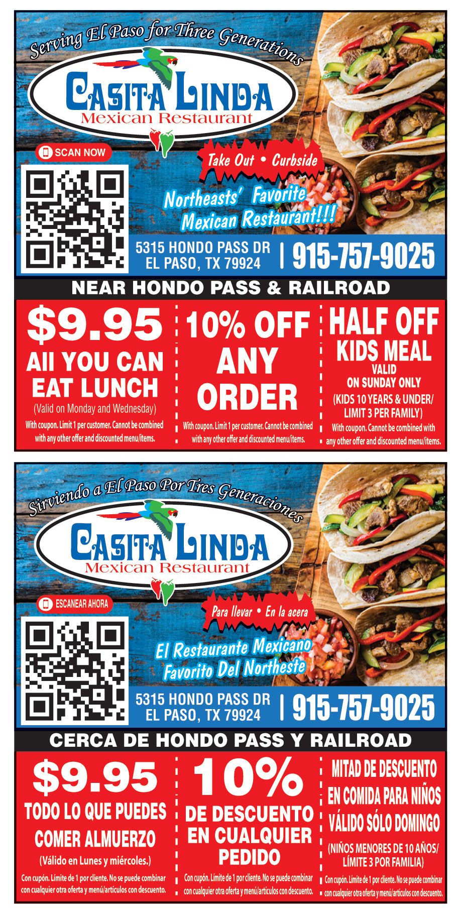 $9.95 ALL YOU CAN EAT LUNCH