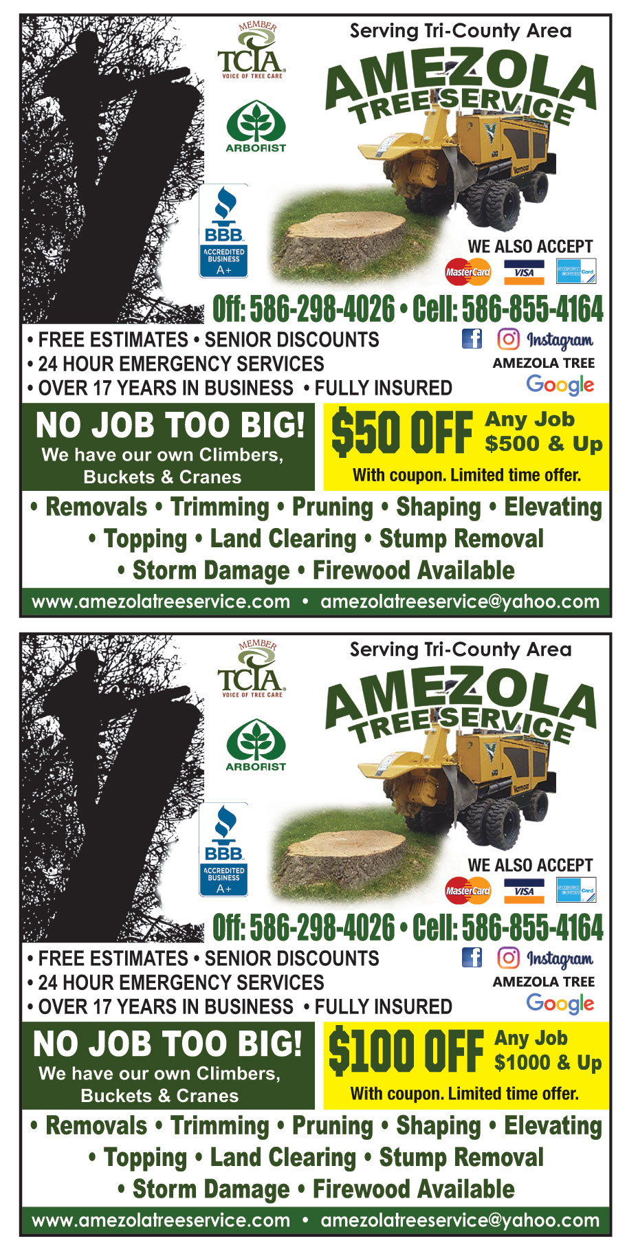 $50 OFF ON ANY JOB $500 & UP