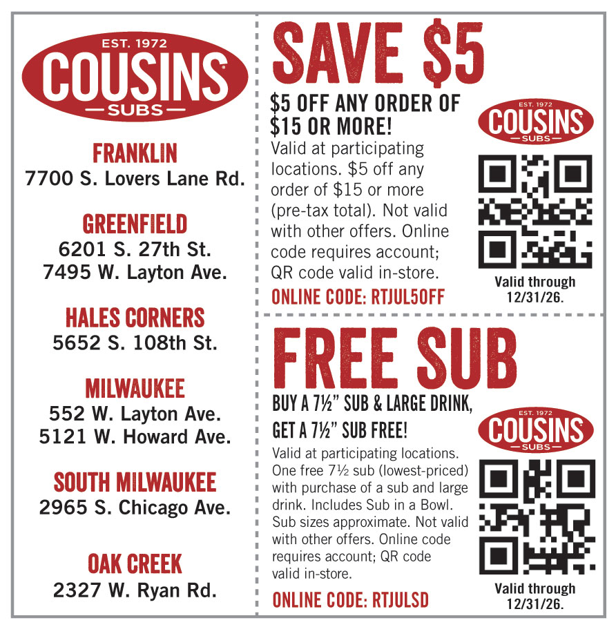 $5 OFF ON ANY ORDER OF $15 OR MORE