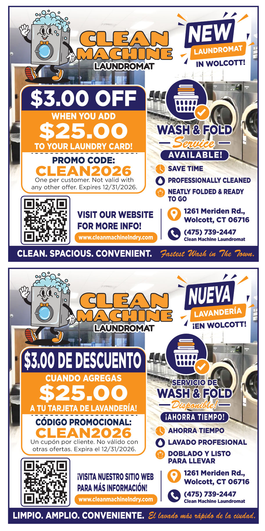 $3.00 OFF WHEN YOU ADD $25.00 TO YOUR LAUNDRY CARD