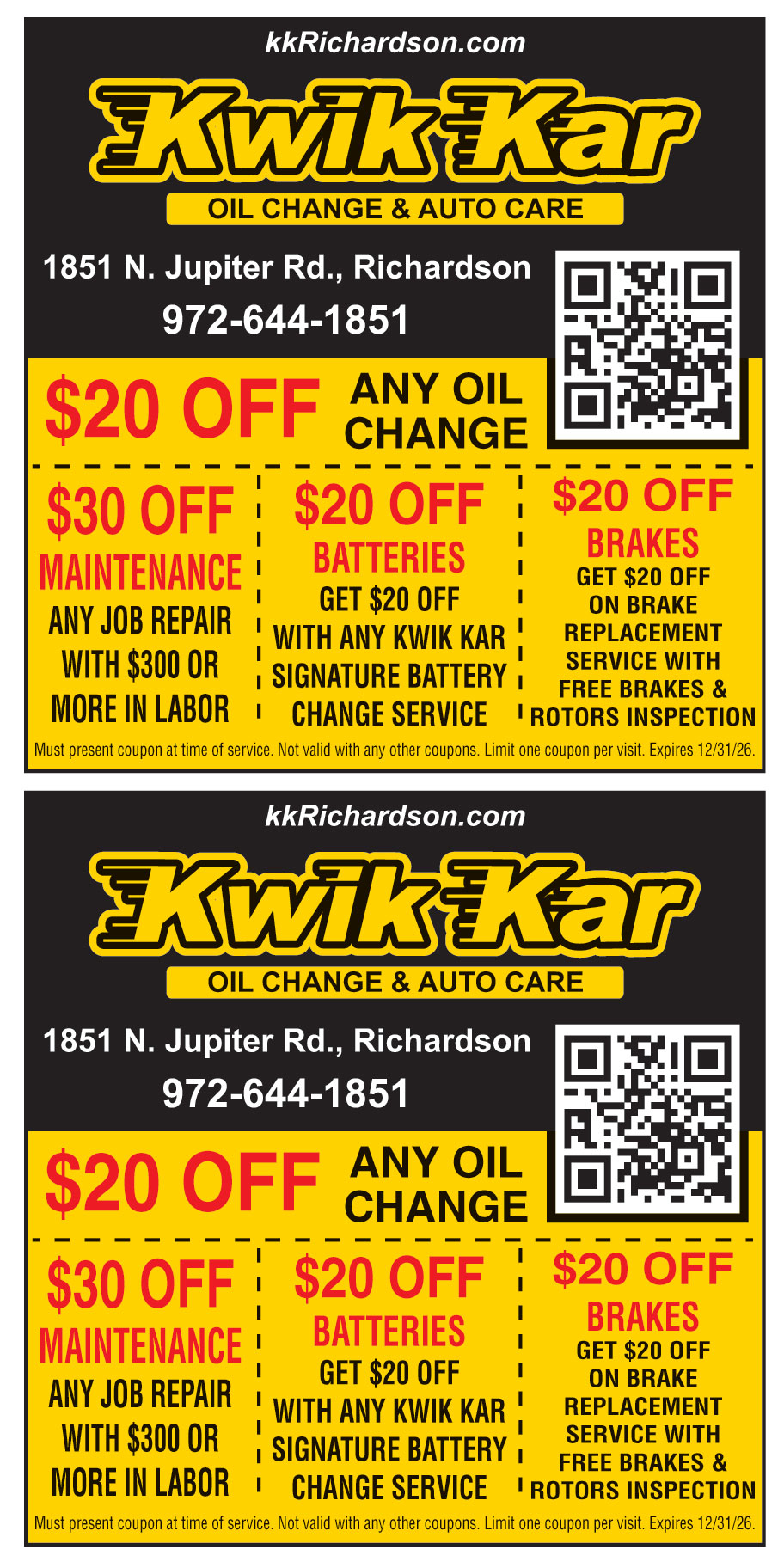 $20 OFF ON ANY OIL CHANGE