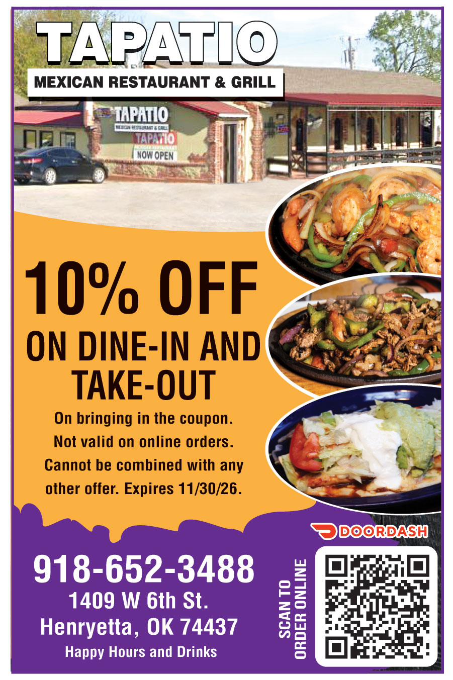 10% OFF ON DINE-IN AND TAKE-OUT