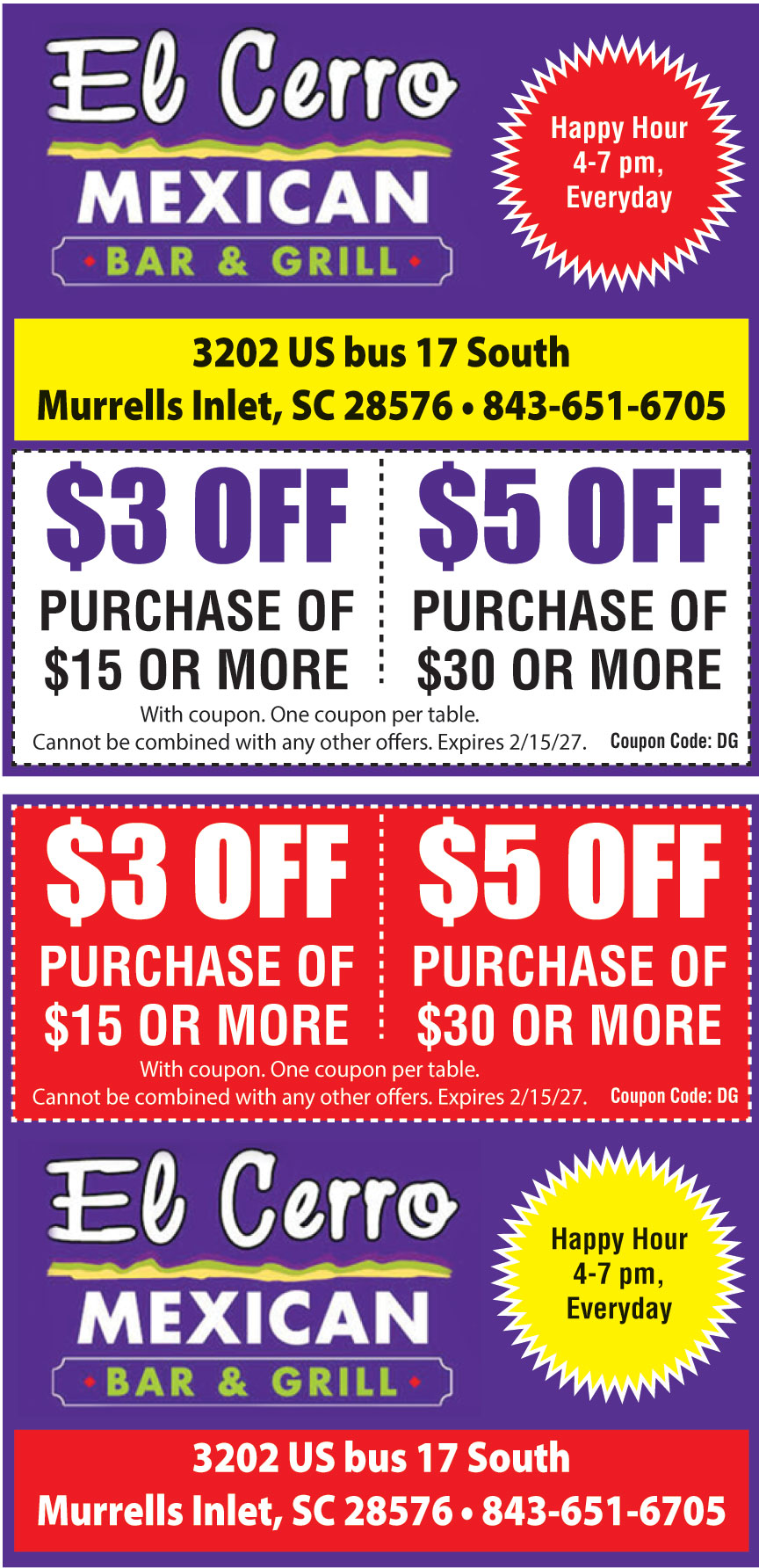 $5 OFF ON PURCHASE OF $30 OR MORE