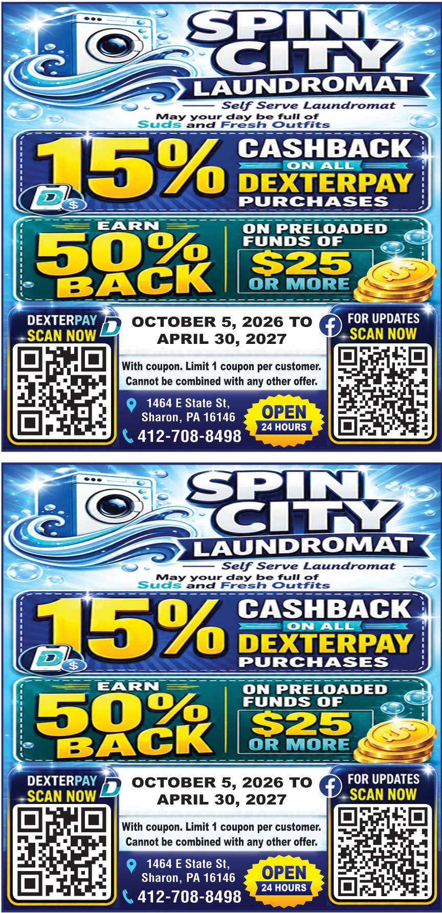 15% CASHBACK ON ALL DEXTERPAY PURCHASES